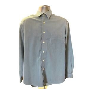 Eddie Bauer Blue Checked Wrinkle Resistant Casual Cotton Button Down Size L